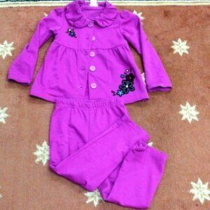 Savannah Girl’s 2-Piece Set - Purple & Brown Floral Matching Top & Leggings 5T